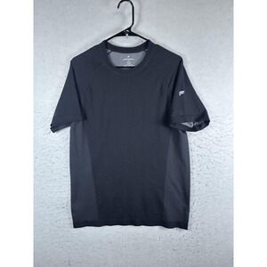 Athletic Shirt Mens Medium Black Short Sleeve Raglan Mesh Running Training Top